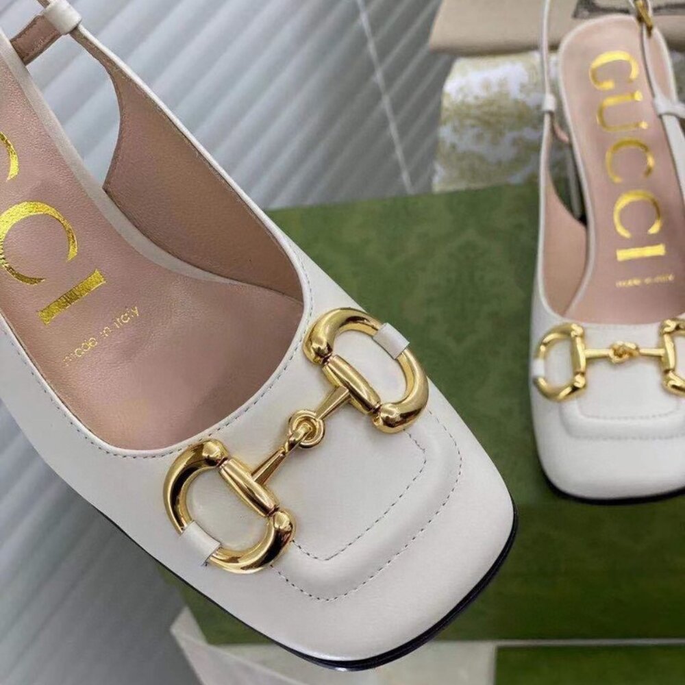Gucci White Leather Slingback Heels - Picture 2 of 4